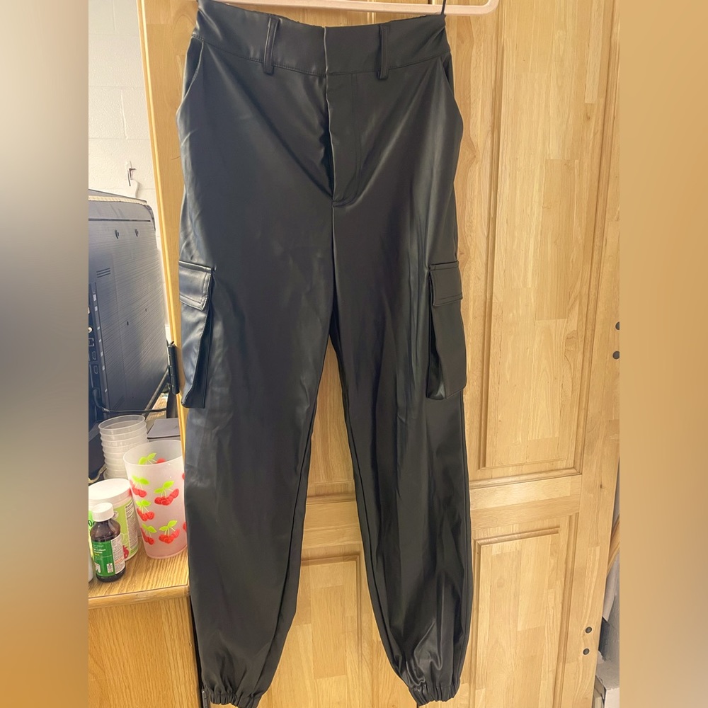 Leather cargo pants